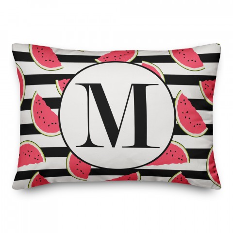 Watermelon Pattern Monogram 14x20 Personalized Indoor / Outdoor Pillow