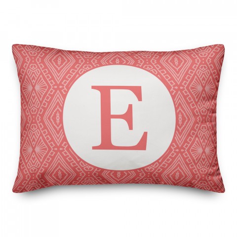 Coral Tribal Pattern Monogram 14x20 Personalized Indoor / Outdoor Pillow