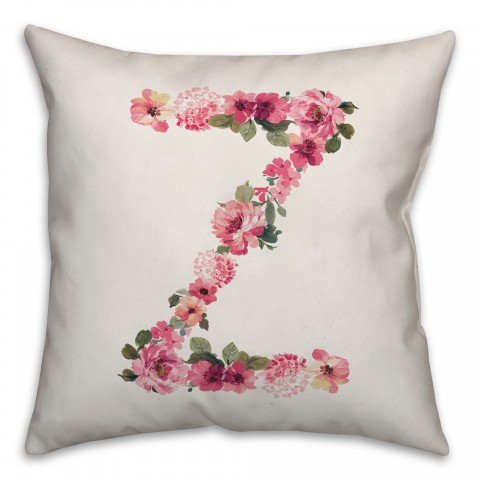 Floral Pattern Monogram Pillow