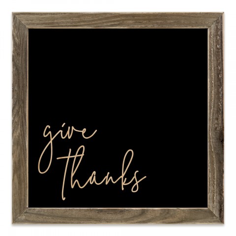 Give Thanks Script 12x12 Framed Wood Print