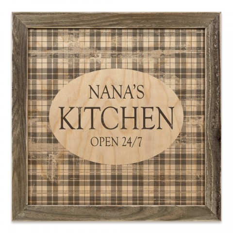 My Kitchen 12x12 Personalized Framed Wood Print