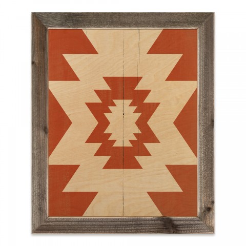 Orange Tribal Pattern 20x16 Framed Wood Print