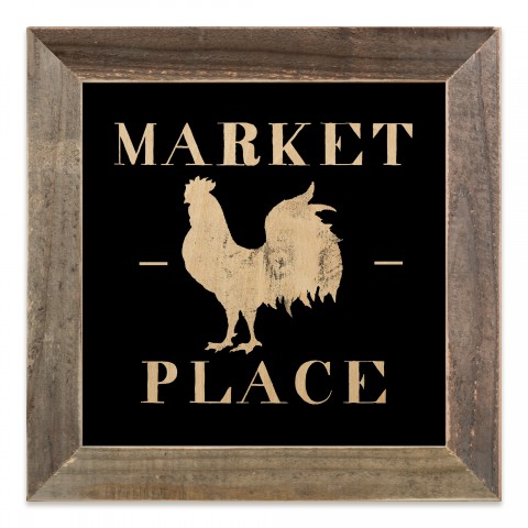 Monochromatic Market Place 12x12 Framed Wood Print