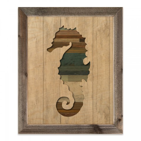 Wooden Seahorse 20x16 Framed Wood Print