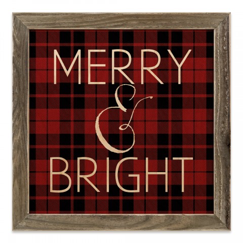 Merry and Bright Plaid 12x12 Framed Wood Print