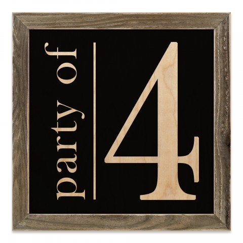 Party of 4 on Black 12x12 Framed Wood Print