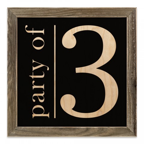 Party of 3 on Black 12x12 Framed Wood Print
