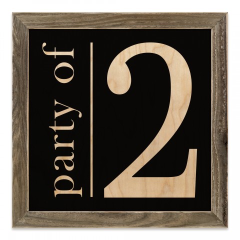 Party of 2 on Black 12x12 Framed Wood Print