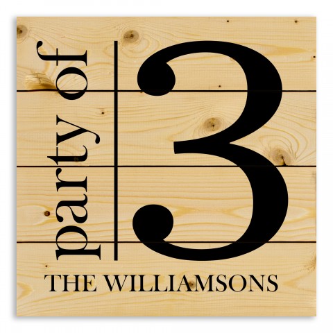 Party of 3 14x14 Personalized Pallet Wood Art