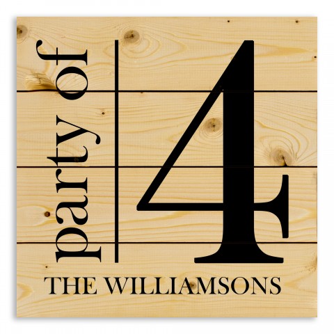 Party of 4 14x14 Personalized Pallet Wood Art