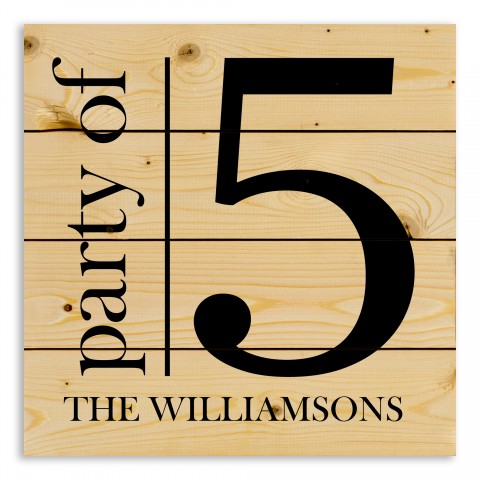 Party of 5 14x14 Personalized Pallet Wood Art