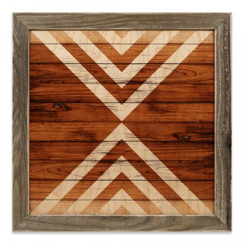 White Tribal Lines Pattern 12x12 Framed Wood Print
