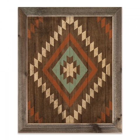 Dark Southwest Pattern 20x16 Framed Wood Print