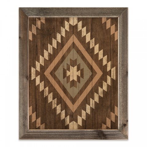 Dark Southwest Pattern 20x16 Framed Wood Print