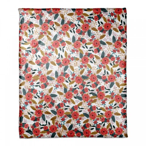 Blush Floral Pattern 50x60 Coral Fleece Blanket
