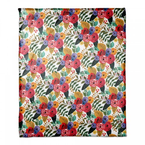 Bright Multi Floral Pattern 50x60 Coral Fleece Blanket