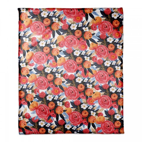Sunset Floral Pattern 50x60 Coral Fleece Blanket