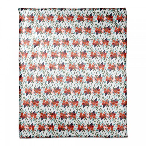 Orange Floral Pattern 50x60 Coral Fleece Blanket
