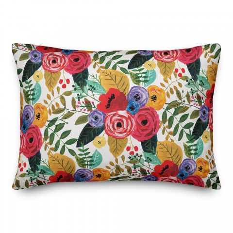 Bright Multi Floral Pattern 14x20 Spun Poly Pillow