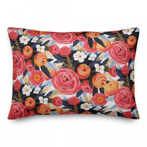 Sunset Floral Pattern 14x20 Spun Poly Pillow