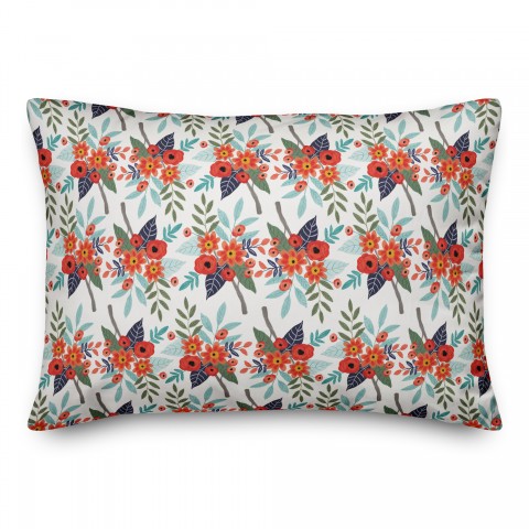 Orange Floral Pattern 14x20 Spun Poly Pillow