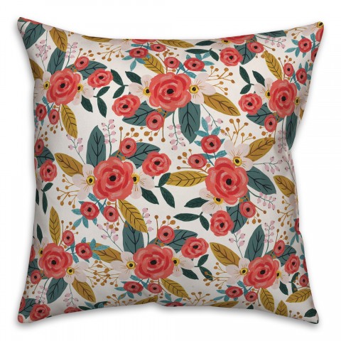 Blush Floral Pattern 18x18 Spun Poly Pillow