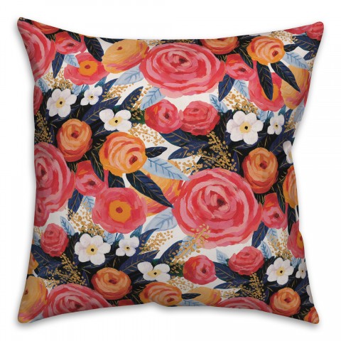 Sunset Floral Pattern 18x18 Spun Poly Pillow