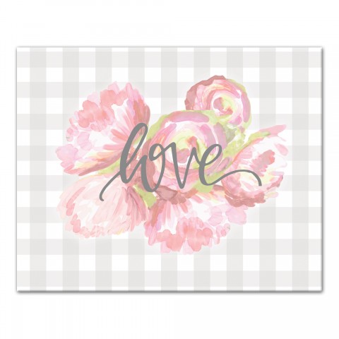 Love Gray Buffalo Check Canvas Wall Art