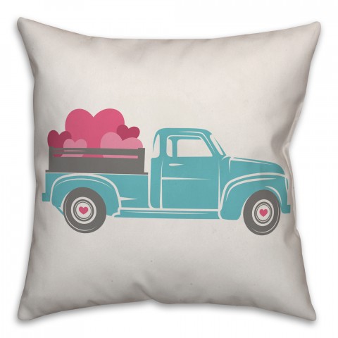 Blue Love Truck 18x18 Spun Poly Pillow
