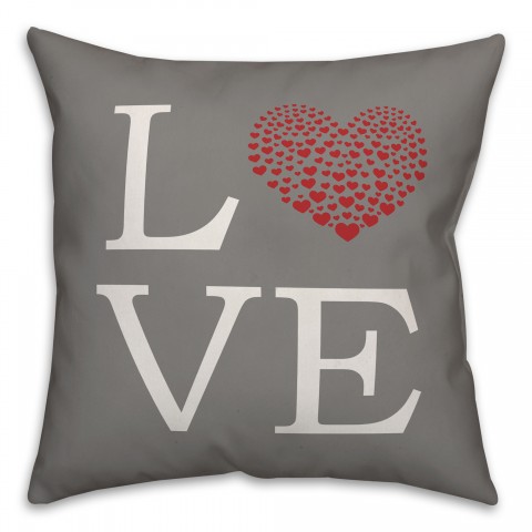 Gray Love Typography 18x18 Spun Poly Pillow