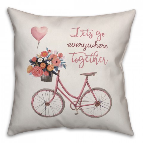 Let's Go Everywhere Together - Red 18x18 Spun Poly Pillow