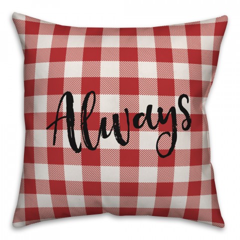 Always and Forever Red Buffalo Check 18x18 Spun Poly Pillow