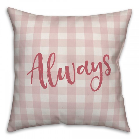 Always and Forever Pink Buffalo Check 18x18 Spun Poly Pillow