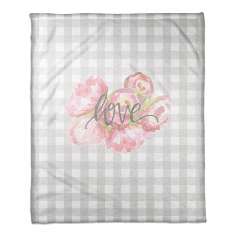 Love Gray Buffalo Check 50x60 Coral Fleece Blanket