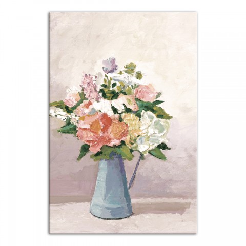 Flower Bouquet in Metal Pitcher 24x36 Canvas Wall Art