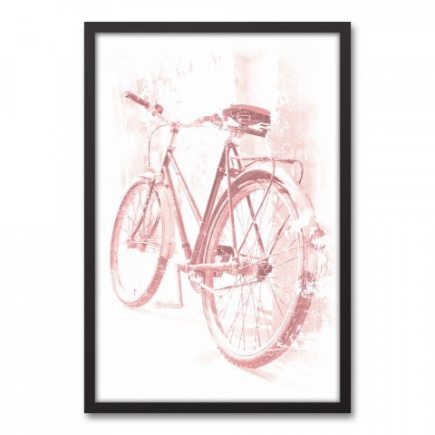 Pink Bicycle 20x30 Black Framed Canvas