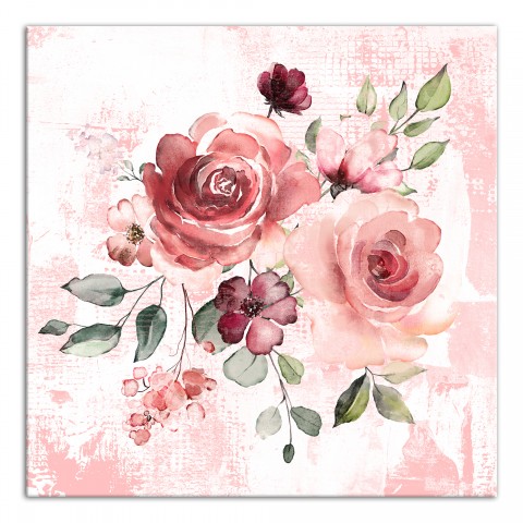 Pink and Red Flowers 16x16 Canvas Wall Art