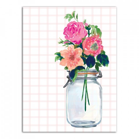 Flowers in Mason Jar 18x24 Canvas Wall Art