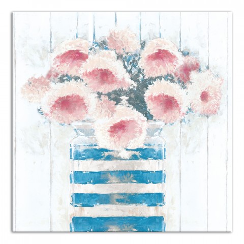 Striped Flower Vase 24x24 Canvas Wall Art