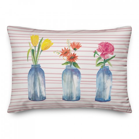 Assorted Stems in Jars 14x20 Spun Poly Pillow