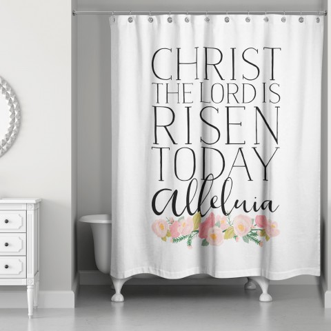 Christ the Lord is Risen Floral 71x74 Shower Curtain