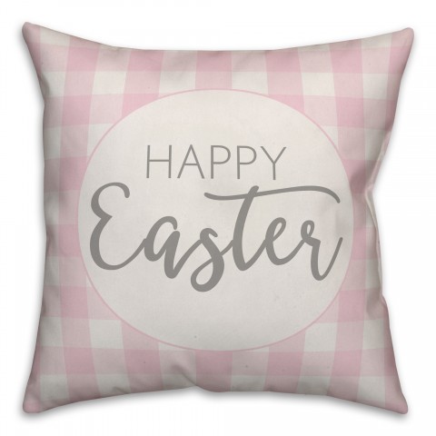 Happy Easter Buffalo Check 18x18 Spun Poly Pillow