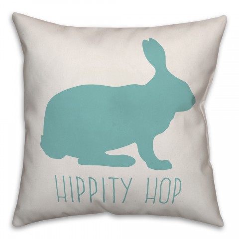 Hippity Hop Teal Silhouette 18x18 Spun Poly Pillow