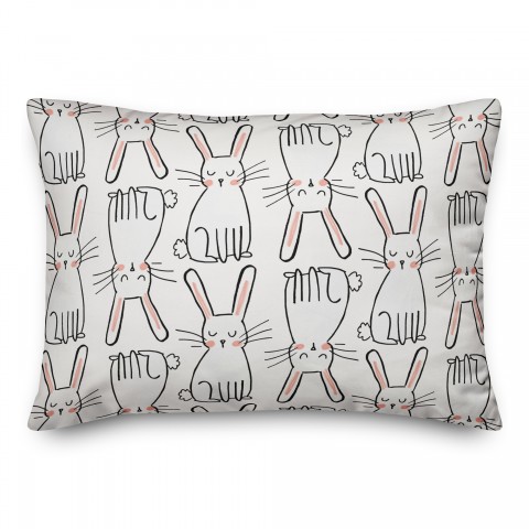 Black and White Bunny Sketch 14x20 Spun Poly Pillow