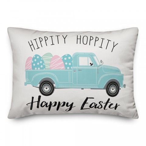 Hippity Hoppity Easter Truck 14x20 Spun Poly Pillow