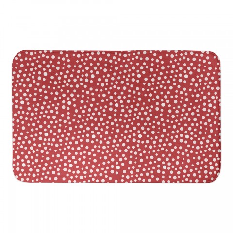 Red and White Christmas Dots Pattern 34x21 Bath Mat