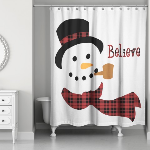 Believe Snowman 71x74 Shower Curtain