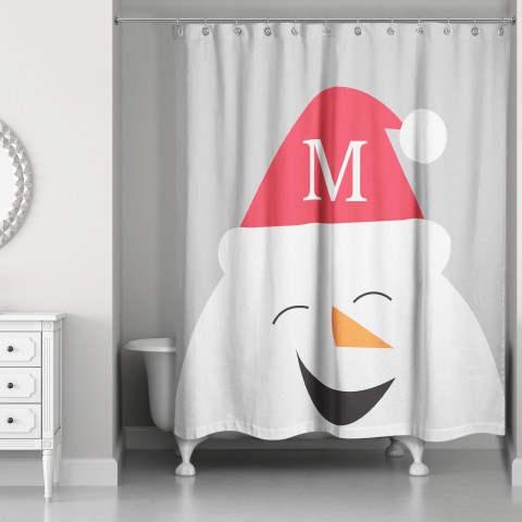 Monogram Snowman 71x74 Personalized Shower Curtain