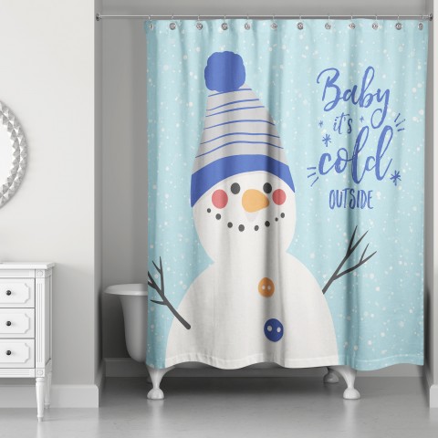 Baby it's Cold Outside Snowman 71x74 Shower Curtain
