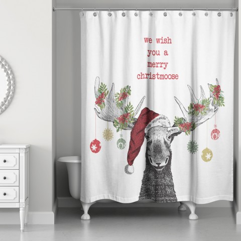Christmas Moose 71x74 Shower Curtain